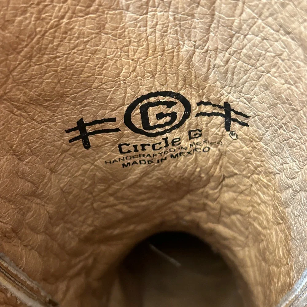 Circle G by Corral Cognac & Turquoise-Beige Wing & Cross Boots Size 10 - Picture 7 of 11